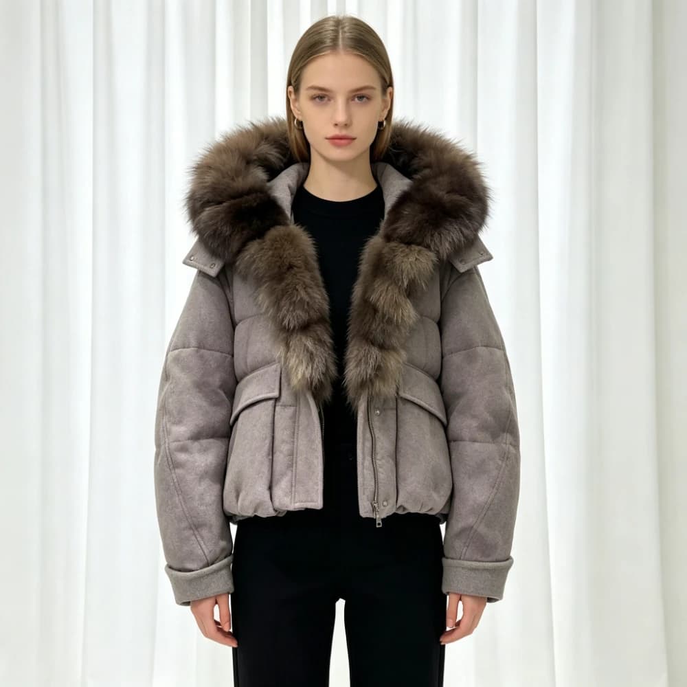 OFTBUY Warm Big Natural Fur Collar Hooded Coat Women New Winter Short Puffer Clothing Fashion Jacket with Fur for Female