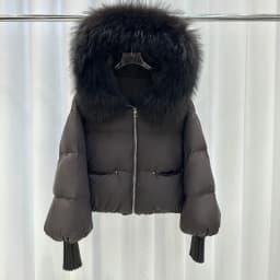 OFTBUY Women Hooded Real Rccoon Fur Duck Down Parkas Fashion Zipper Pocket Thick Short Puffer Coat Jacket with Fur for Female
