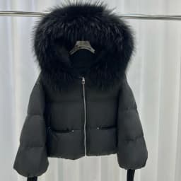 OFTBUY Women Hooded Real Rccoon Fur Duck Down Parkas Fashion Zipper Pocket Thick Short Puffer Coat Jacket with Fur for Female