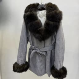 OFTBUY Fashion Waist Tie Long Clothes with Real Fur Women Winter Warm Suede Belted Coat Big Natural Fur Collar Slim Jacket