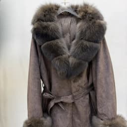 OFTBUY Fashion Waist Tie Long Clothes with Real Fur Women Winter Warm Suede Belted Coat Big Natural Fur Collar Slim Jacket
