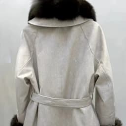 OFTBUY Fashion Waist Tie Long Clothes with Real Fur Women Winter Warm Suede Belted Coat Big Natural Fur Collar Slim Jacket