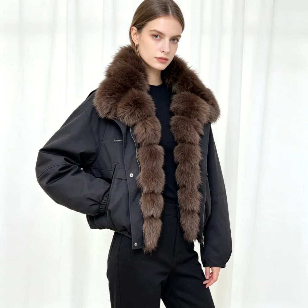 OFTBUY Big Fox Fur Spliced Parkas Winter Warm Thick Women's Coat Loose Duck Down Clothes Women Short Jacket with Fur for Women
