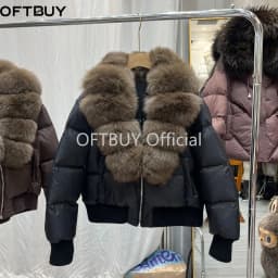 OFTBUY Winter Hooded Coat Women Duck Down Parkas Fox Fur Collar Thick Fashion Jacket with Fur for Women Luxury Short Outerwear