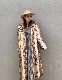 Genuine natural real Rabbit Fur Coat women's long leopard jacket with belt ladies warm winter outwear custom any size