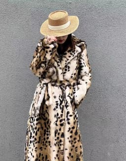 Genuine natural real Rabbit Fur Coat women's long leopard jacket with belt ladies warm winter outwear custom any size