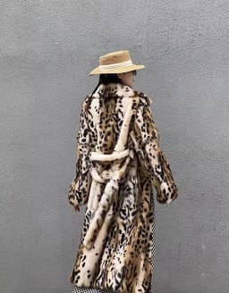 Genuine natural real Rabbit Fur Coat women's long leopard jacket with belt ladies warm winter outwear custom any size
