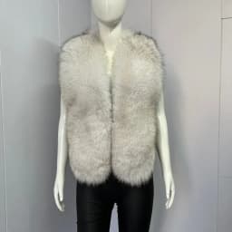 BEIZIRU Women's Real Fox Fur Halter Vest Sleeveless Deep V-Neck Solid Top Outerwear Fluffy Luxury Fashion