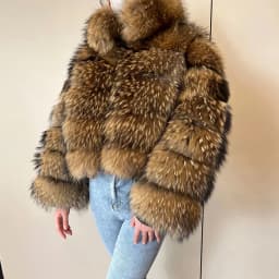 Stand Collar Natural Real Fox Fur Coat for Women Winter Warm Fashionable Lapin Blue Color Full Length Tailored Fit Outerwear