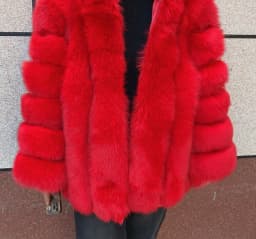 HUA QIU MEI SI Women's fox fur coat vertical stripe silver fox red fox fur coat women's natural fur coat