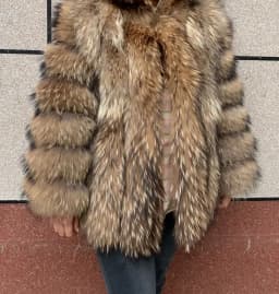HUA QIU MEI SI Women's fox fur coat vertical stripe silver fox red fox fur coat women's natural fur coat