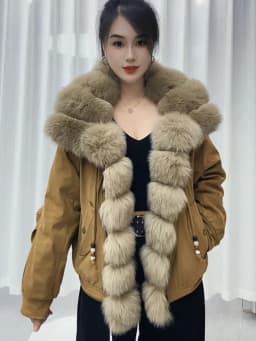 OFTBUY Winter Goose Down Clothing Women's Short Zipper Puffer Jacket with Real Fur Warm Big Natural Fur Collar Loose Outerwear