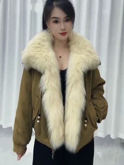 OFTBUY Winter Goose Down Clothing Women's Short Zipper Puffer Jacket with Real Fur Warm Big Natural Fur Collar Loose Outerwear