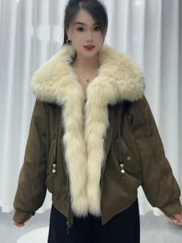 OFTBUY Winter Goose Down Clothing Women's Short Zipper Puffer Jacket with Real Fur Warm Big Natural Fur Collar Loose Outerwear