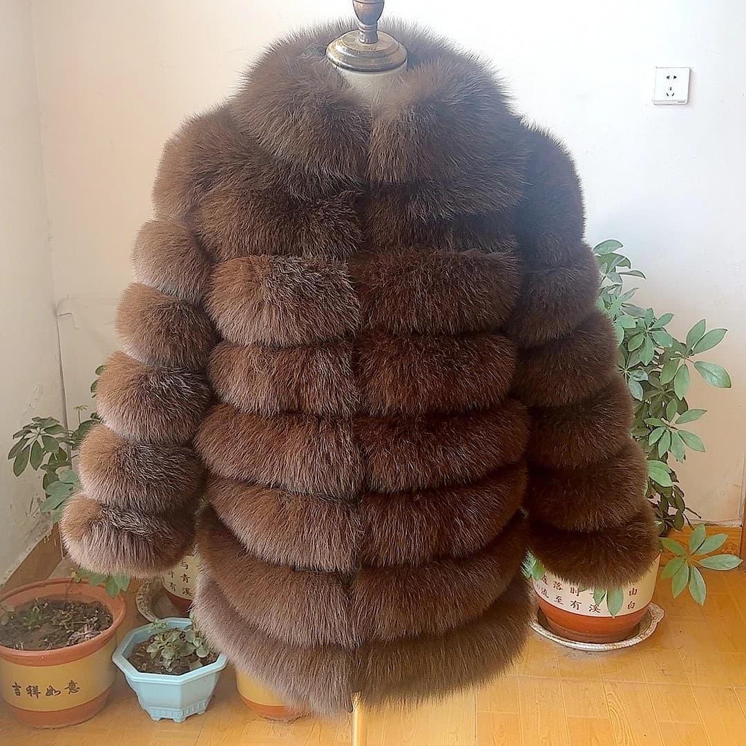 100% New Fast Shipping New Fashion Women Fashion Real Natural Fox Fur Long Coat true fur coat and stylish natural fox fur jacke
