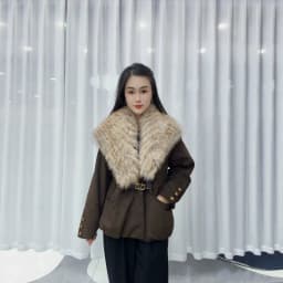 OFTBUY Ladies Fashion Slim Clothing with Real Fur Women Suede Belted Coat Winter Warm Big Raccoon Fur Collar Duck Down Jacket