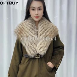 OFTBUY Ladies Fashion Slim Clothing with Real Fur Women Suede Belted Coat Winter Warm Big Raccoon Fur Collar Duck Down Jacket