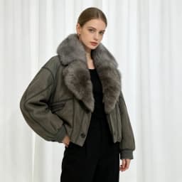 OFTBUY Big Fox Fur Collar Goose Down Clothing Women Warm Thick Short Down Outerwear Winter Suede Jacket with Fur for Female