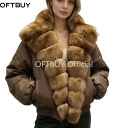 OFTBUY Big Fox Fur Collar Hooded Clothing Women Duck Down Coat Winter Warm Thick Jacket with Fur for Women Short Slim Outerwear