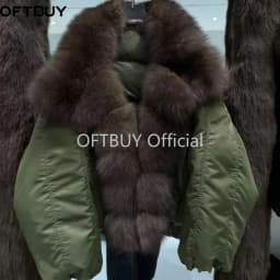 OFTBUY Big Fox Fur Collar Hooded Clothing Women Duck Down Coat Winter Warm Thick Jacket with Fur for Women Short Slim Outerwear