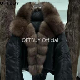 OFTBUY Big Fox Fur Collar Hooded Clothing Women Duck Down Coat Winter Warm Thick Jacket with Fur for Women Short Slim Outerwear
