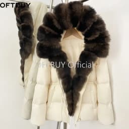 OFTBUY Raccoon Fur Hooded Down Clothes Women Duck Down Clothing Big Warm Thick Jacket with Fur for Women Winter Puffer Outerwear