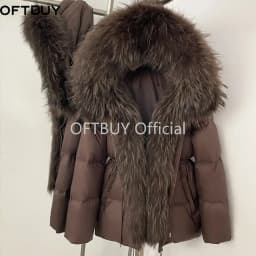 OFTBUY Raccoon Fur Hooded Down Clothes Women Duck Down Clothing Big Warm Thick Jacket with Fur for Women Winter Puffer Outerwear
