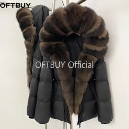 OFTBUY Raccoon Fur Hooded Down Clothes Women Duck Down Clothing Big Warm Thick Jacket with Fur for Women Winter Puffer Outerwear