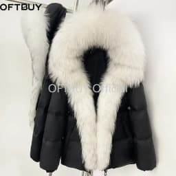 OFTBUY Raccoon Fur Hooded Down Clothes Women Duck Down Clothing Big Warm Thick Jacket with Fur for Women Winter Puffer Outerwear