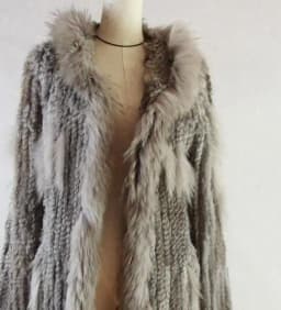 HARPPIHOP*2021 free shipping lady knitted Real rabbit fur coat/ jacket/ outware with hood women belt long with tassels