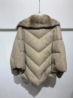 New Fashion Winter Women Goose Down Puffer Jacket Real Rex Rabbit Fur Collar Wool Coat Sleeve Warm Outerwear