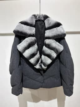 New Fashion Winter Women Goose Down Puffer Jacket Real Rex Rabbit Fur Collar Wool Coat Sleeve Warm Outerwear