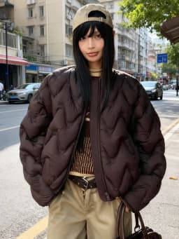 Janveny 2026 New Autumn Winter Lightweight Wave Quilted Puffer Jacket Women Loose Round Neck Short White Duck Down Coat Outwear