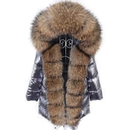 Maomaokong 2026 Winter Luxury Real Fox Raccoon Fur Collar Down Jacket Women Hooded Warm Puffer Coat Waterproof Outerwear Parkas