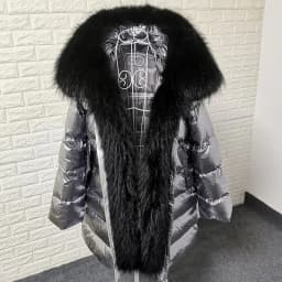 Maomaokong 2026 Winter Luxury Real Fox Raccoon Fur Collar Down Jacket Women Hooded Warm Puffer Coat Waterproof Outerwear Parkas