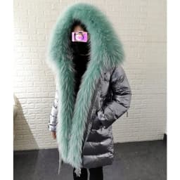 Maomaokong 2026 Winter Luxury Real Fox Raccoon Fur Collar Down Jacket Women Hooded Warm Puffer Coat Waterproof Outerwear Parkas