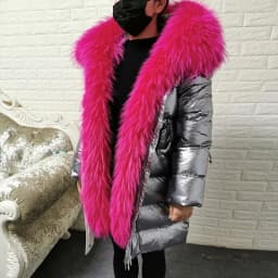 Maomaokong 2026 Winter Luxury Real Fox Raccoon Fur Collar Down Jacket Women Hooded Warm Puffer Coat Waterproof Outerwear Parkas