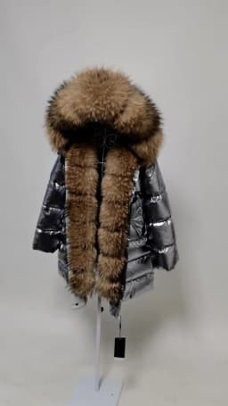 Maomaokong 2026 Winter Luxury Real Fox Raccoon Fur Collar Down Jacket Women Hooded Warm Puffer Coat Waterproof Outerwear Parkas