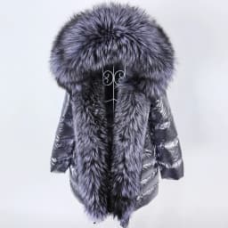 Maomaokong 2026 Winter Luxury Real Fox Raccoon Fur Collar Down Jacket Women Hooded Warm Puffer Coat Waterproof Outerwear Parkas