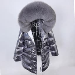 Maomaokong 2026 Winter Luxury Real Fox Raccoon Fur Collar Down Jacket Women Hooded Warm Puffer Coat Waterproof Outerwear Parkas
