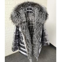 Maomaokong 2026 Winter Luxury Real Fox Raccoon Fur Collar Down Jacket Women Hooded Warm Puffer Coat Waterproof Outerwear Parkas