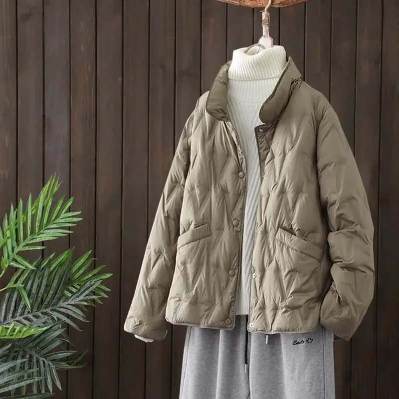 Warm Light Thin White Duck Down Jacket Parka Autumn Winter Women Short Down Coat Female Single Breasted Bigsize Puffer Outwears