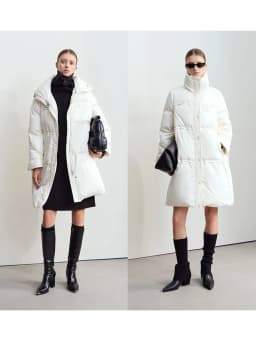 Amii 2024 Winter New Women's Velcro Loose Coat Top Warm Stand-up Collar Letter Embroidered Seal Zipper Down Jacket 12444103
