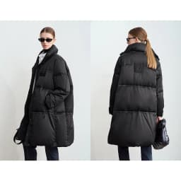 Amii 2024 Winter New Women's Velcro Loose Coat Top Warm Stand-up Collar Letter Embroidered Seal Zipper Down Jacket 12444103