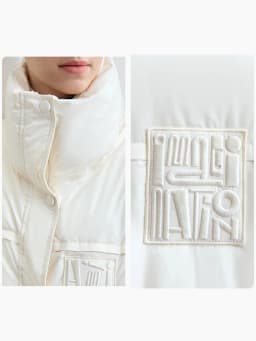 Amii 2024 Winter New Women's Velcro Loose Coat Top Warm Stand-up Collar Letter Embroidered Seal Zipper Down Jacket 12444103