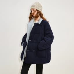 TOYOUTH Women Reversible Corduroy Down Jacket 2026 Winter New Cannelé Color Block Loose Outerwear
