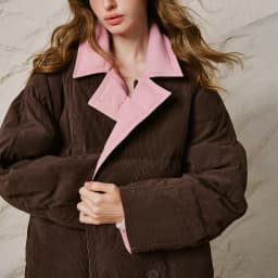 TOYOUTH Women Reversible Corduroy Down Jacket 2026 Winter New Cannelé Color Block Loose Outerwear