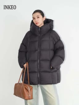 Luxury Oversize thickened warm down jacket for women 2026 Winter High quality Long sleeve puffer coat Black Red INKEO DJ728