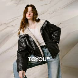 TOYOUTH Women Down Jacket 2026 Winter New Sherpa Spliced Vintage Distressed Moto Outerwear