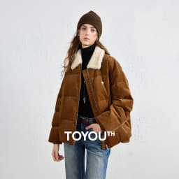TOYOUTH Women Down Jacket 2026 Winter New Corduroy Sherpa Collar Maillard 90% Down Warm Puffer Coat